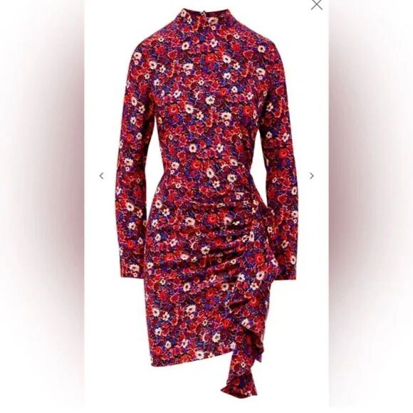 NWT Veronica Beard Louella Ruched Floral Mini Dress Stretch Silk Size 4 - Picture 12 of 16